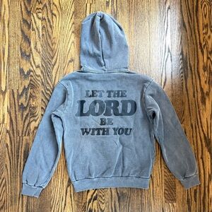 TALENTLESS Let the Lord Be with You Hoodie Sweatshirt in Charcoal Gray - Size XS